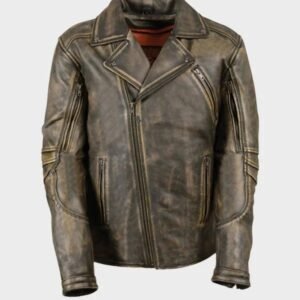 beltless brown cow hide leather fashion jacket