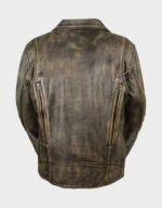 brown cow hide leather fashion jacket