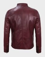 dodge mens cafe racer premium lambskin leather jacket maroon