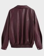 faux leather button zipper jacket carmine