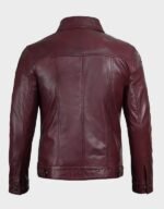 maroon trucker leather jacket