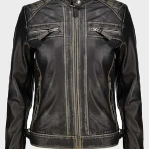 real lambskin womens distressed leather jacket