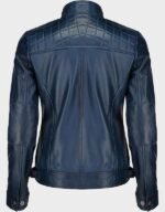 real lambskin womens leather jacket blue