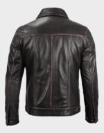 rub off brown trucker leather jacket