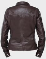 womens button front lambskin leather jacket brown