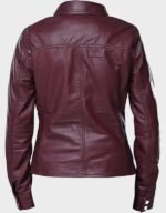 womens button front lambskin leather jacket burgandy