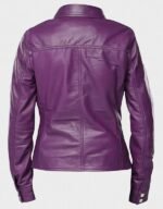 womens button front lambskin leather jacket purple