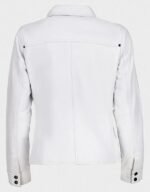 womens button front lambskin leather jacket white